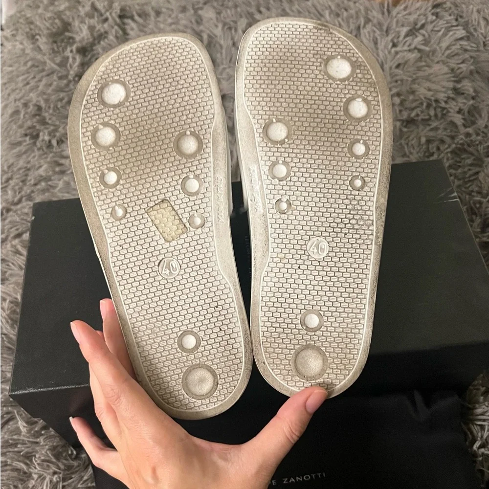Giuseppe Zanotti White Multicolor Glitter Brett Slides Size 40
